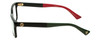 Gucci Designer Reading Eye Glasses in Gloss Black/Green/Red GG0168O-007-55 mm