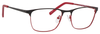 Front View of Ernest Hemingway Blue Light Filter A/R Lenses H4818 Reading Glasses Black/Red 54