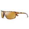 Profile View of Suncloud Sentry Polarized Sunglasses by Smith Optics Classic Wrap in Matte Tortoise with Polar Seinna Mirror