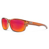 Profile View of Suncloud Mayor Polarized Sunglasses Unisex Acetate Classic Retro in Cyrstal Amber with Polar Red Mirror