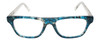 Eyebobs Smokin 2294 Unisex Rectangle Eyeglasses in Blue Marble with Crystal Arms 45 mm