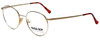 Profile View of Bugle Boy Designer Blue Light Blocking Reading Glasses Marine Gold 48mm 20 Power