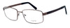 Profile View of Calabria Designer Blue Light Blocking Reading Glasses Big&Tall Style 12 in Brown