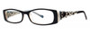 Profile View of Calabria Viv 695 Designer Blue Light Block Reading Glasses Black-White 20 Powers