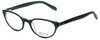 Profile View of Ecru Designer Blue Light Block Reading Glasses Daltrey-007 Green 50mm 20 Powers