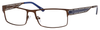 Profile View of Dale Earnhardt Jr Blue Light Blocking Reading Glasses 6798 in Brown Navy 60 mm N