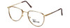 Profile View of Fashion Designer Blue Light Blocking Reading Glasses Dover in Gold-Amber 52mm Ne