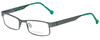 Profile View of Esprit Designer Blue Light Block Reading Glasses ET17412-505 Gunmetal Green 45mm