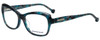 Profile View of Jonathan Adler Designer Blue Light Blocking Reading Glasses JA309-Teal Teal 53mm