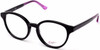 Profile View of Candies Designer Blue Light Blocking Reading Glasses CA0150-001 in Black 49 mm N