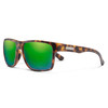 Profile View of Suncloud Mayor Polarized Sunglasses Unisex Square Acetate Classic Retro in Matte Tortoise with Polar Green Mirror