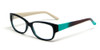 Profile View of Calabria Viv 4027 Progressive Lens Blue Light Reading Glasses Black-Teal Brown
