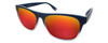 Profile View of Converse H093 Designer Polarized Sunglasses with Custom Cut Red Mirror Lenses in Matte Blue Navy Crystal Unisex Rectangle Full Rim Acetate 60 mm