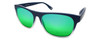 Profile View of Converse H093 Designer Polarized Reading Sunglasses with Custom Cut Powered Green Mirror Lenses in Matte Blue Navy Crystal Unisex Rectangle Full Rim Acetate 60 mm