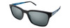 Profile View of Converse Q306 Designer Polarized Reading Sunglasses with Custom Cut Powered Smoke Grey Lenses in Black Blue Unisex Rectangle Full Rim Acetate 52 mm