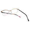 Close Up View of Vera Bradley SUZANA Designer Reading Eye Glasses with Prescription Bi-Focal Rx Lenses in Pretty Posies Floral Black Gold Ladies Cateye Full Rim Metal 55 mm