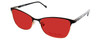 Profile View of Vera Bradley SUZANA Designer Polarized Sunglasses with Custom Cut Red Mirror Lenses in Pretty Posies Floral Black Gold Ladies Cateye Full Rim Metal 55 mm
