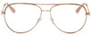 Front View of Guess Factory GF6098 Designer Reading Eye Glasses in Rose Gold Ladies Aviator Full Rim Metal 64 mm