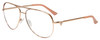 Profile View of Guess Factory GF6098 Designer Progressive Lens Blue Light Blocking Eyeglasses in Rose Gold Ladies Aviator Full Rim Metal 64 mm