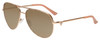 Profile View of Guess Factory GF6098 Designer Polarized Sunglasses with Custom Cut Amber Brown Lenses in Rose Gold Ladies Aviator Full Rim Metal 64 mm