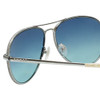 Close Up View of Guess GU7555 Ladies Aviator Sunglass Silver Glitter Pearl Gold/ Blue Mirror 59mm