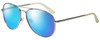 Profile View of Guess GU7555 Designer Polarized Sunglasses with Custom Cut Blue Mirror Lenses in Silver Glitter Pearl Gold Ladies Aviator Full Rim Metal 59 mm