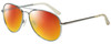 Profile View of Guess GU7555 Designer Polarized Sunglasses with Custom Cut Red Mirror Lenses in Silver Glitter Pearl Gold Ladies Aviator Full Rim Metal 59 mm