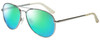 Profile View of Guess GU7555 Designer Polarized Reading Sunglasses with Custom Cut Powered Green Mirror Lenses in Silver Glitter Pearl Gold Ladies Aviator Full Rim Metal 59 mm