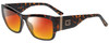 Profile View of Guess GU7623 Designer Polarized Sunglasses with Custom Cut Red Mirror Lenses in Havana Tortoise Ladies Cateye Full Rim Acetate 57 mm