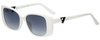 Profile View of Guess GU7631-21B-53mm Ladies Butterfly Sunglasses White with/Smoke Grey Gradient