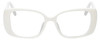 Front View of Guess GU7631 Designer Reading Eye Glasses with Single Vision Prescription Rx Lenses in White Ladies Butterfly Full Rim Acetate 53 mm