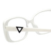 Close Up View of Guess GU7631 Designer Reading Eye Glasses with Prescription Bi-Focal Rx Lenses in White Ladies Butterfly Full Rim Acetate 53 mm