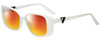 Profile View of Guess GU7631 Designer Polarized Sunglasses with Custom Cut Red Mirror Lenses in White Ladies Butterfly Full Rim Acetate 53 mm