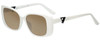 Profile View of Guess GU7631 Designer Polarized Reading Sunglasses with Custom Cut Powered Amber Brown Lenses in White Ladies Butterfly Full Rim Acetate 53 mm