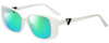Profile View of Guess GU7631 Designer Polarized Reading Sunglasses with Custom Cut Powered Green Mirror Lenses in White Ladies Butterfly Full Rim Acetate 53 mm