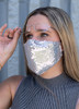 Calabria Womens Silver Sequin Mask & Matching 781 Designer Eyeglasses w/Retainer