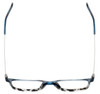 Top View of Eyebobs Above Board Designer Reading Eye Glasses with Single Vision Prescription Rx Lenses in Blue Grey Tortoise Havana Unisex Square Full Rim Metal 50 mm
