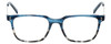 Front View of Eyebobs Above Board Designer Reading Eye Glasses with Prescription Bi-Focal Rx Lenses in Blue Grey Tortoise Havana Unisex Square Full Rim Metal 50 mm