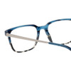 Close Up View of Eyebobs Above Board Designer Reading Eye Glasses with Prescription Bi-Focal Rx Lenses in Blue Grey Tortoise Havana Unisex Square Full Rim Metal 50 mm
