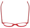 Top View of Eyebobs Barbee Q Designer Reading Eye Glasses with Custom Left and Right Powered Lenses in Gloss Red Ladies Cateye Full Rim Acetate 50 mm