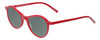 Profile View of Eyebobs Barbee Q Designer Polarized Reading Sunglasses with Custom Cut Powered Smoke Grey Lenses in Gloss Red Ladies Cateye Full Rim Acetate 50 mm