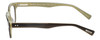 Side View of Eyebobs Bench Mark Designer Reading Eye Glasses in Brown Horn Marble Olive Green Ladies Cateye Full Rim Acetate 46 mm