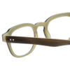 Close Up View of Eyebobs Bench Mark Designer Reading Eye Glasses with Single Vision Prescription Rx Lenses in Brown Crystal Olive Green Ladies Cateye Full Rim Acetate 46 mm