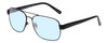 Profile View of Eyebobs Big Ball Designer Blue Light Blocking Eyeglasses in Gun Metal Black Unisex Aviator Full Rim Metal 56 mm