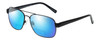 Profile View of Eyebobs Big Ball Designer Polarized Reading Sunglasses with Custom Cut Powered Blue Mirror Lenses in Gun Metal Black Unisex Aviator Full Rim Metal 56 mm