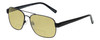 Profile View of Eyebobs Big Ball Designer Polarized Reading Sunglasses with Custom Cut Powered Sun Flower Yellow Lenses in Gun Metal Black Unisex Aviator Full Rim Metal 56 mm