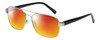 Profile View of Eyebobs Big Ball Designer Polarized Sunglasses with Custom Cut Red Mirror Lenses in Gun Metal Silver Unisex Aviator Full Rim Metal 56 mm
