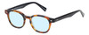 Profile View of Eyebobs Bitty Witty Designer Progressive Lens Blue Light Blocking Eyeglasses in Tortoise Havana Brown Gold Ladies Round Full Rim Acetate 42 mm