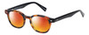 Profile View of Eyebobs Bitty Witty Designer Polarized Sunglasses with Custom Cut Red Mirror Lenses in Tortoise Havana Brown Gold Ladies Round Full Rim Acetate 42 mm