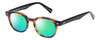 Profile View of Eyebobs Bitty Witty Designer Polarized Reading Sunglasses with Custom Cut Powered Green Mirror Lenses in Tortoise Havana Brown Gold Ladies Round Full Rim Acetate 42 mm